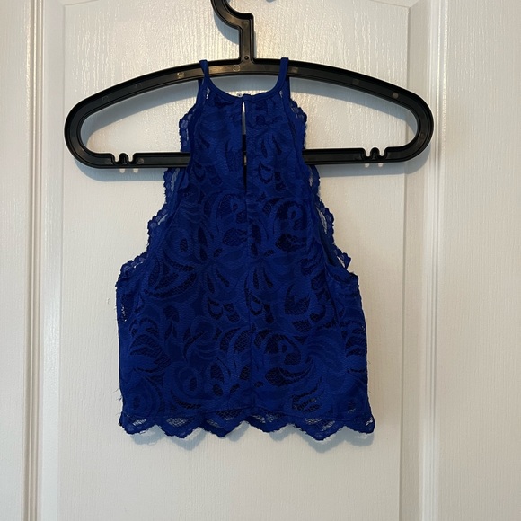 H&M electric blue lace top and skirt set - Picture 3 of 4